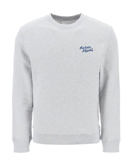 Maison Kitsuné Crew Neck Sweatshirt Met Logo -letters in het Gray