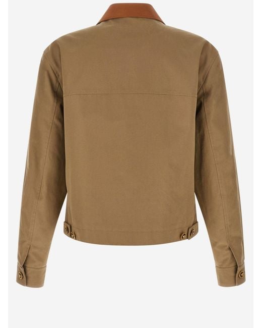 Versace Brown Cotton Jacket With Contrast Collar