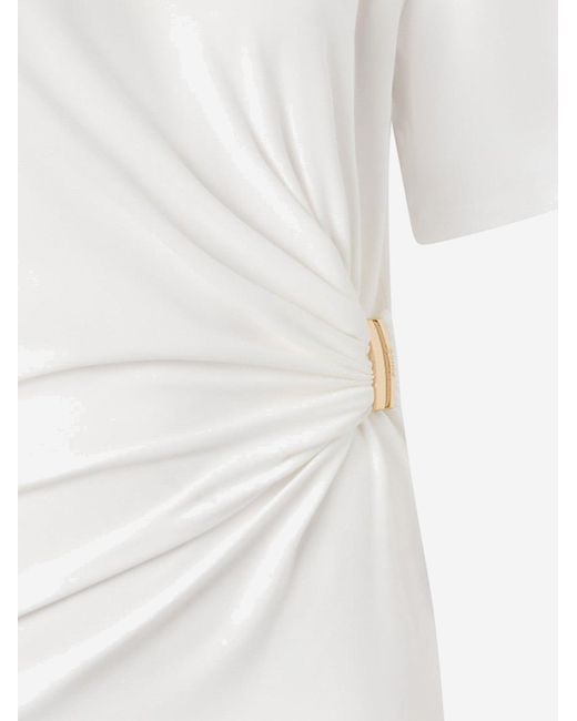 Pinko White Draped T-Shirt With Detail