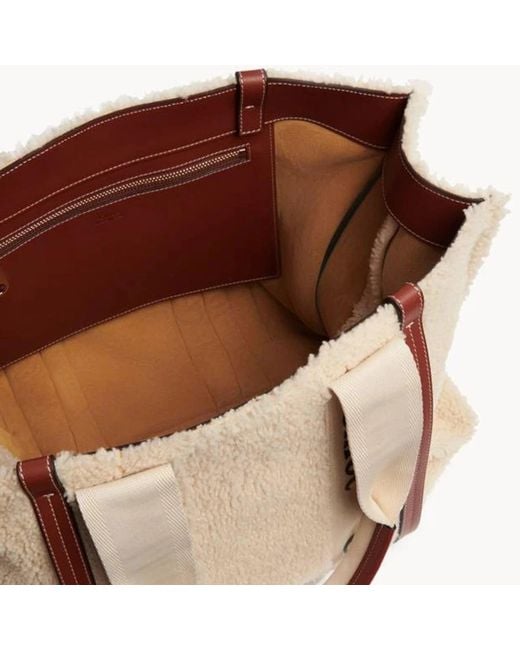 Chloé Natural Woody Shearling Tote Bag