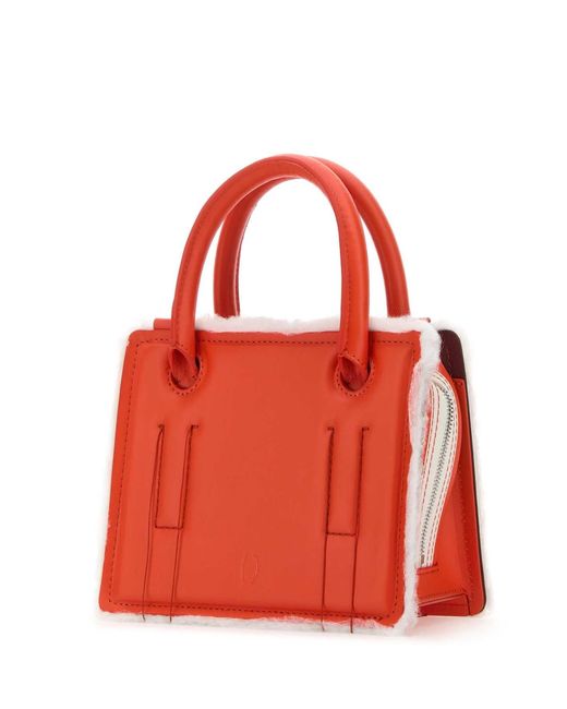 Dentro Red Coral Leather Mini Otto Handbag