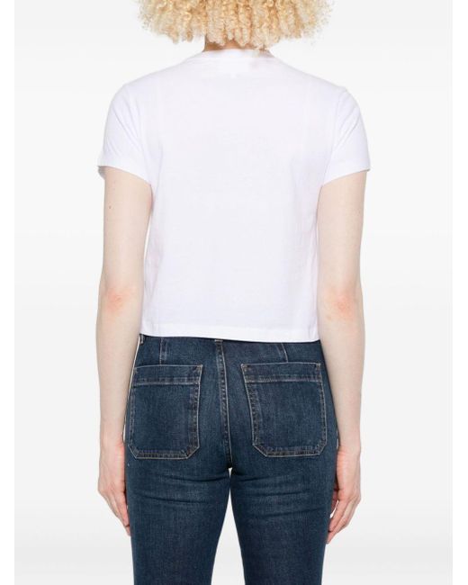 Maison Kitsuné White Oberteil mit Lady Fox Baby-Stickerei