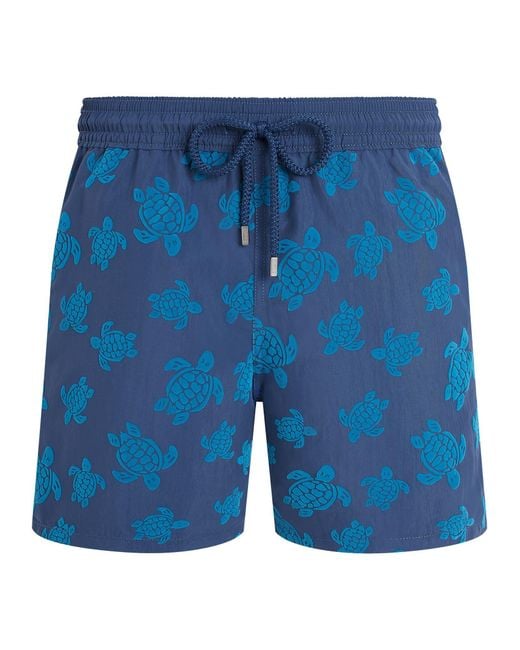 Vilebrequin Blue Swim Shorts With Tonal Turtle Print for men