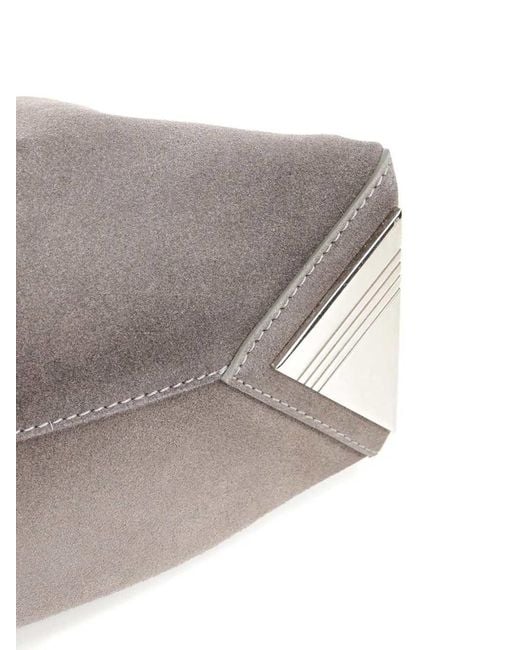 The Attico Gray La Passeggiata Small Suede Shoulder Bag