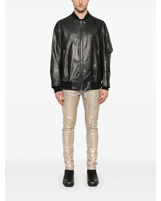 Rick Owens Black Classic Flight Leather Jacket