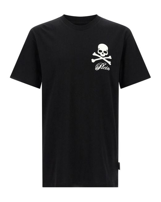 Philipp Plein 'skull & Bones' Print T -shirt in het Black voor heren