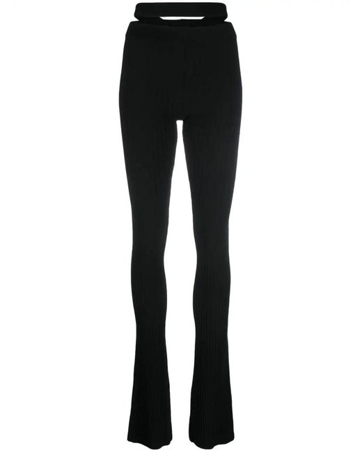 ANDREADAMO Andreadamo Geribbelde Gebreide Flare Broek in het Black