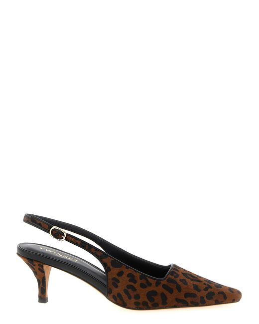 Twinset Brown Animal Print Slingbacks