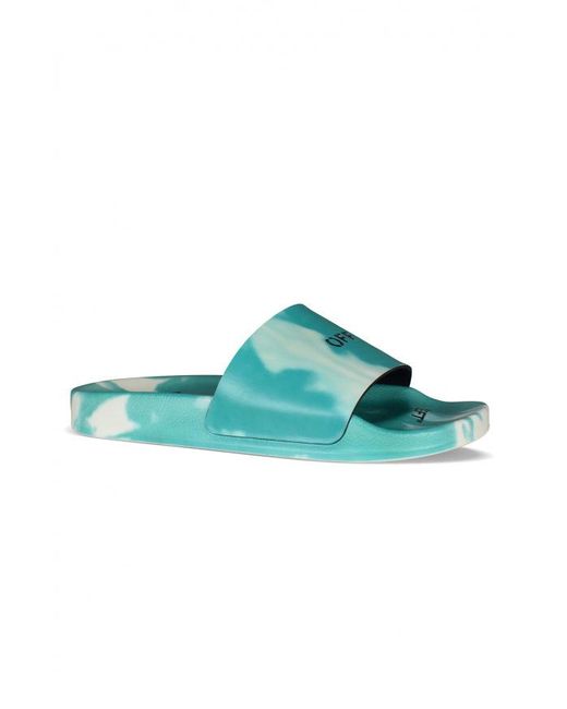 Off-White c/o Virgil Abloh Green Tie-Dye Pool Slides