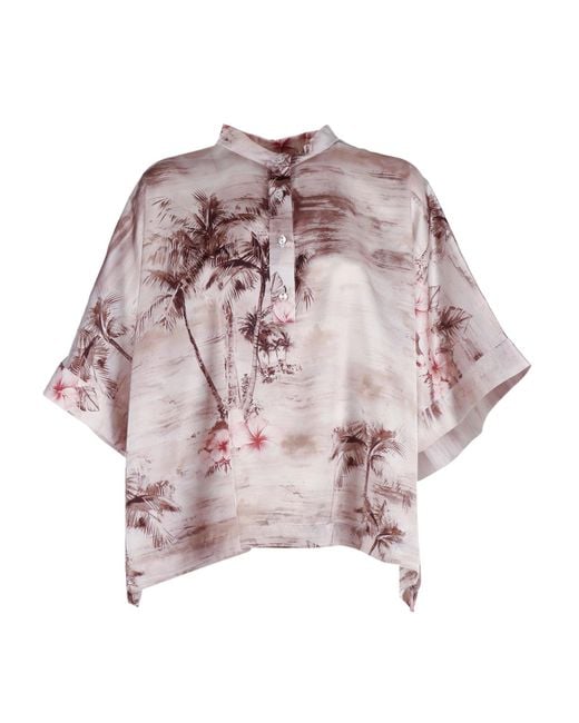 Shirtaporter Pink Mandarin Collar Silk Tunic Elastane Jacket