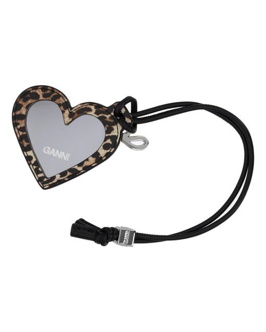 Ganni Black "Bou Heart" Keychain