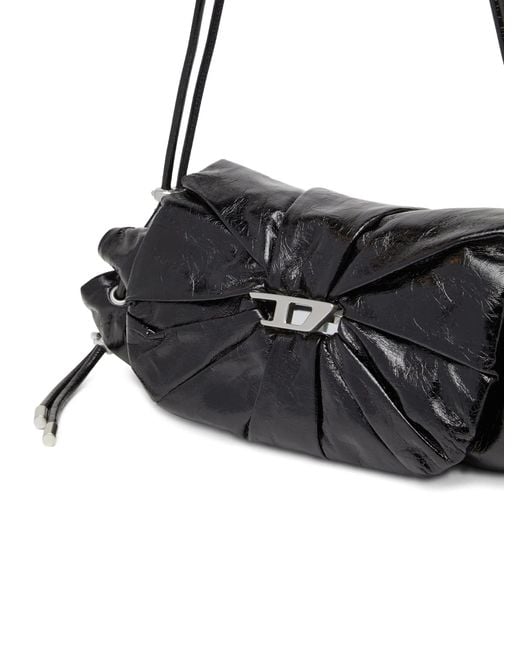 DIESEL Black Scrunch Leather Shoulder Bag