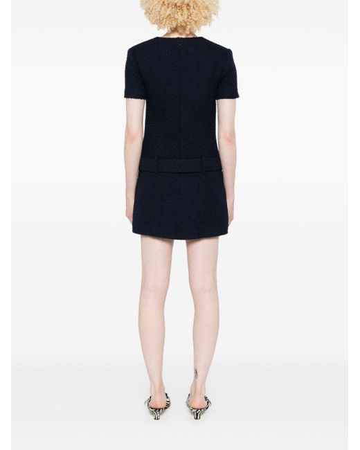 Self-Portrait Self Portrait Navy Blue Bouclé Mini Kleid