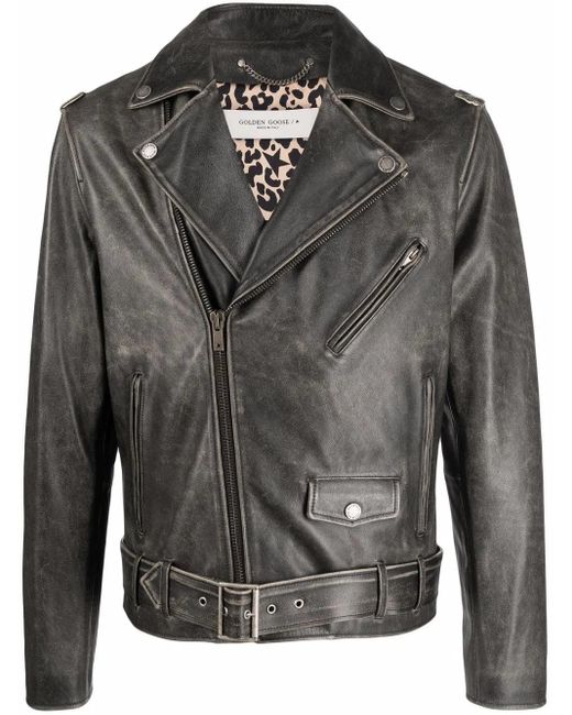 Golden Goose Deluxe Brand Gray Slate Leather Jacket