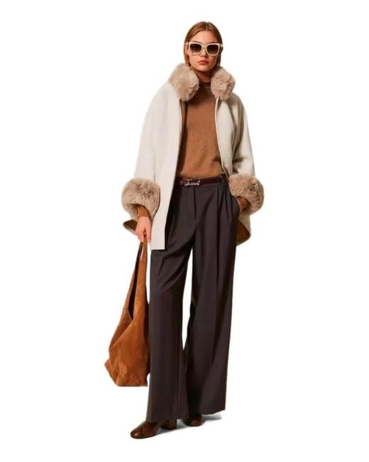 Twinset Brown Camel Turtleneck Sweater