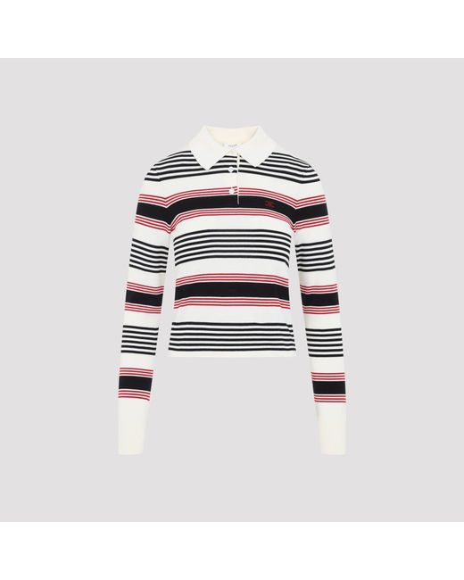 Céline White Cotton Polo Sweater