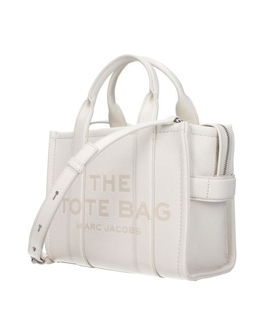 Marc Jacobs White Borse A Mano The Tote Donna Pelle Bianco/Cotone