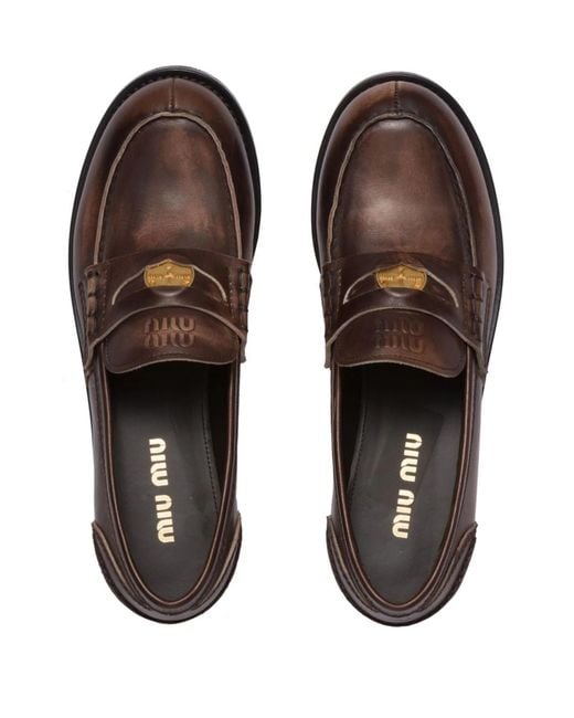 Miu Miu Brown Mocassini Vitello Deco'1