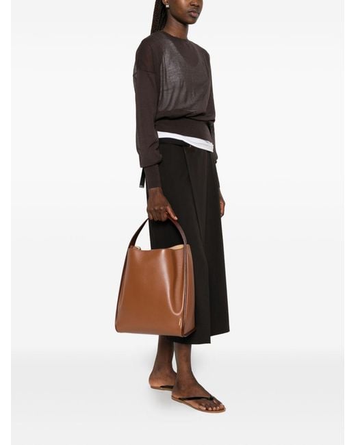 Jil Sander Brown Pivot Leather Tote Bag