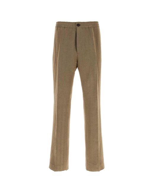 Ferragamo Natural Cappuccino Linen Blend Pant for men