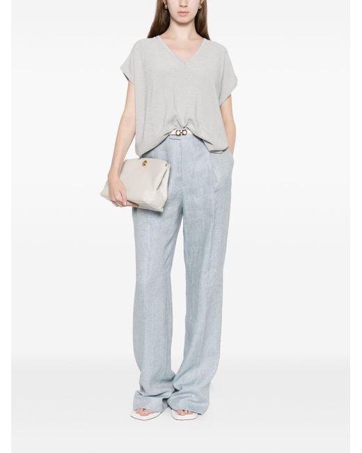 Fabiana Filippi White Cotton V-Necked Top
