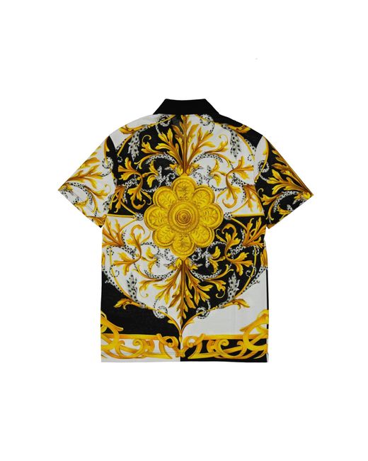 Versace Yellow Barocco Print Polo Shirt for men
