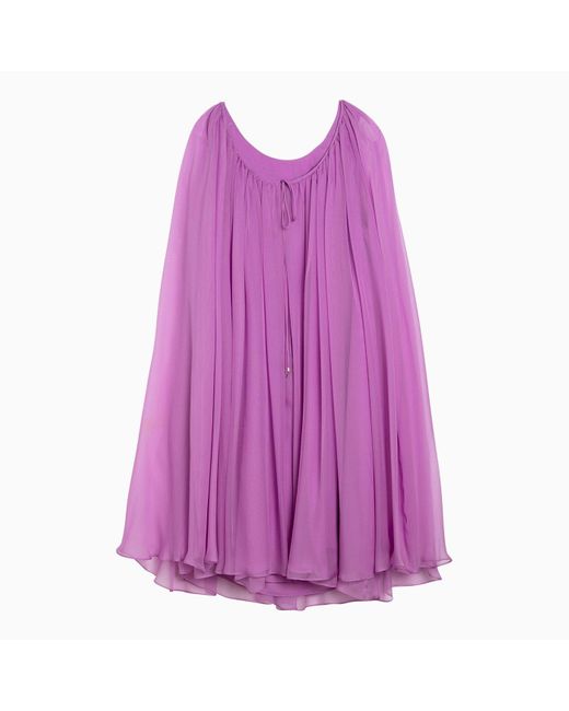 Max Mara Pianoforte Purple Mauve Silk Chiffon Flared Dress