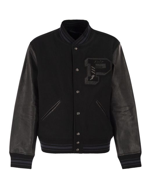 Veste Letterman emblématique Polo Ralph Lauren pour homme en coloris Black