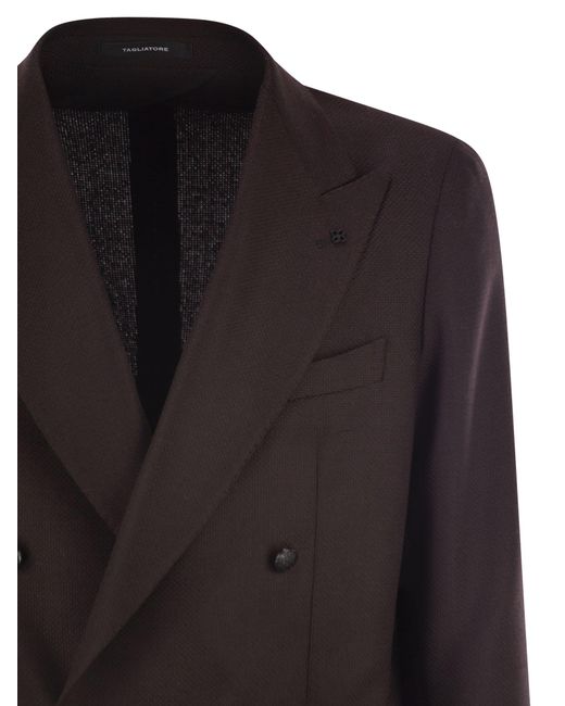 Tagliatore Black Double Breasted Jacket for men
