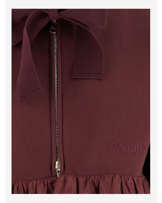 Patou Purple Hooded Sweatshirt With Ruffles