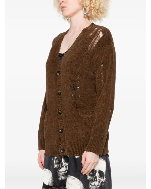 R13 Brown Boyfriend Cardigan Im Distressed-Look