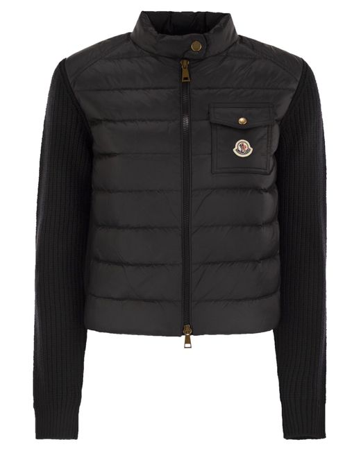 Cárdigan de lana acolchada de con cremallera Moncler de color Black