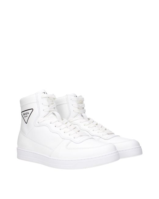 Prada White Sneakers Uomo Pelle Bianco for men