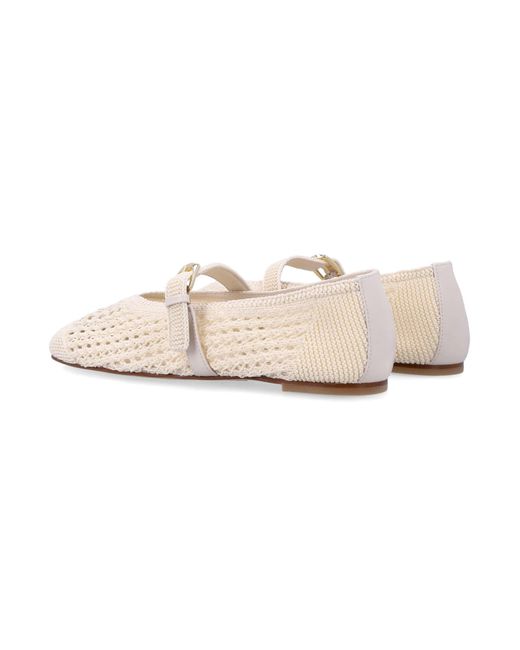 Stuart Weitzman Natural Ecru Crochet Leora Mary Jane Flat Upper Shoes