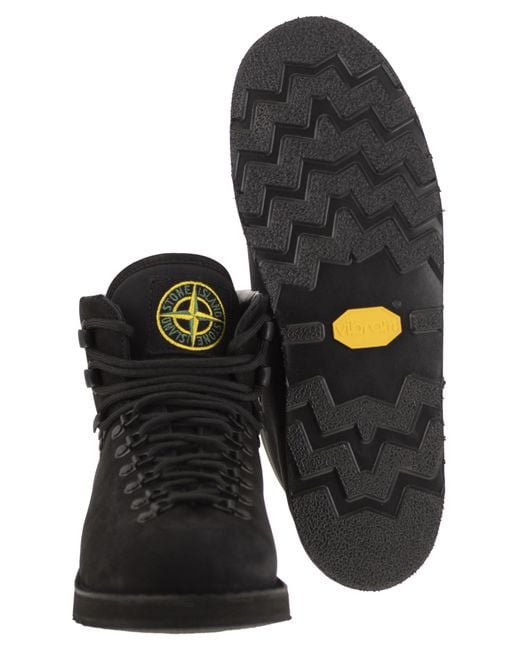 Stone Island Black Boot With Rubber Sole And Cushioning for men
