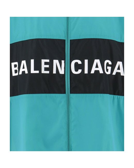 Balenciaga Wind Breaker Logo Jacket in het Blue voor heren
