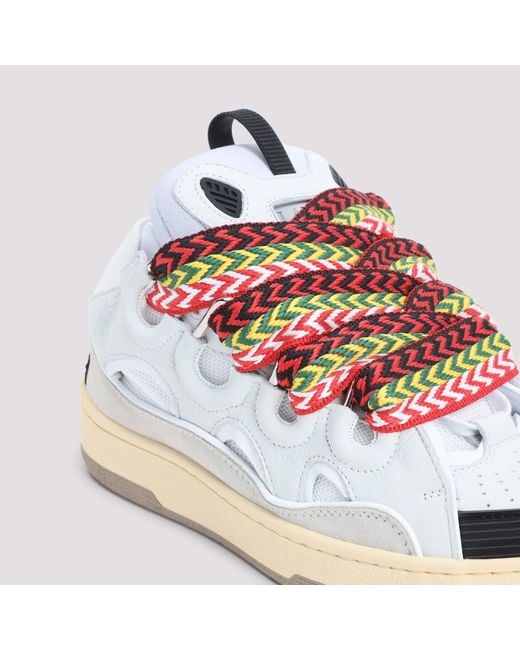 Lanvin White Lethestanether Curb Sneakers