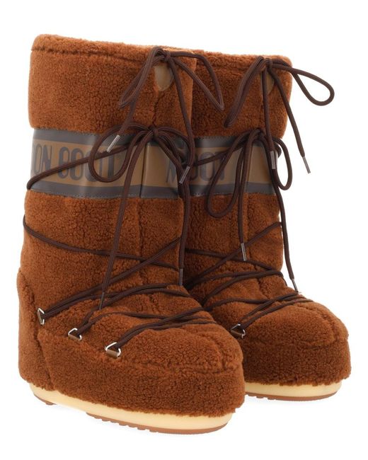 Moon Boot Brown "Icon" Boot With Logo for men