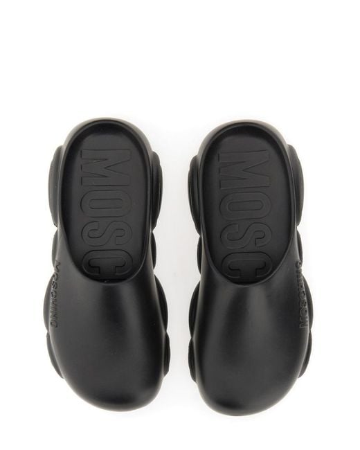 Moschino White Rubber Teddy Sole Mules