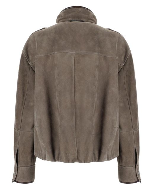 Brunello Cucinelli Brown Leather Jacket