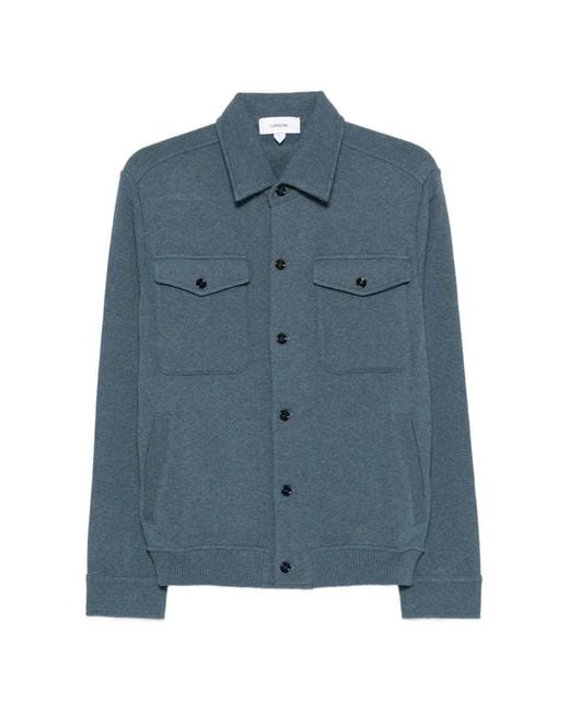 Lardini Blue Cotton Jacket With Buttoned Pockets