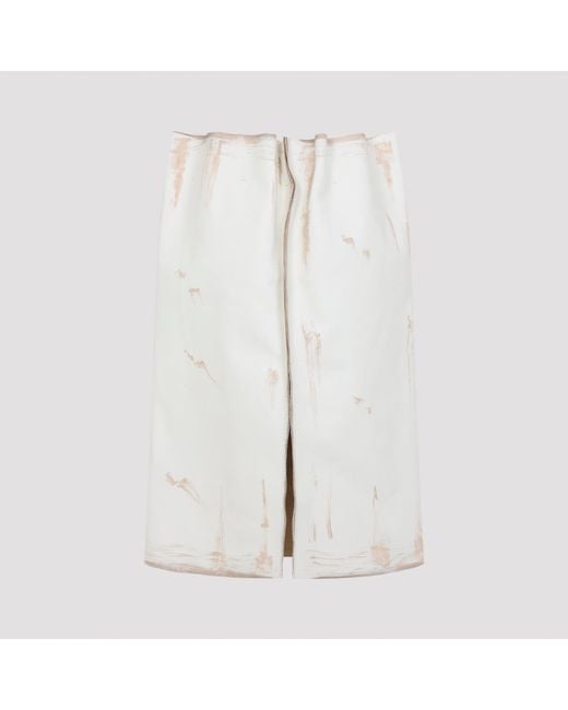 Prada Kalfsleren Midi-rok in het White