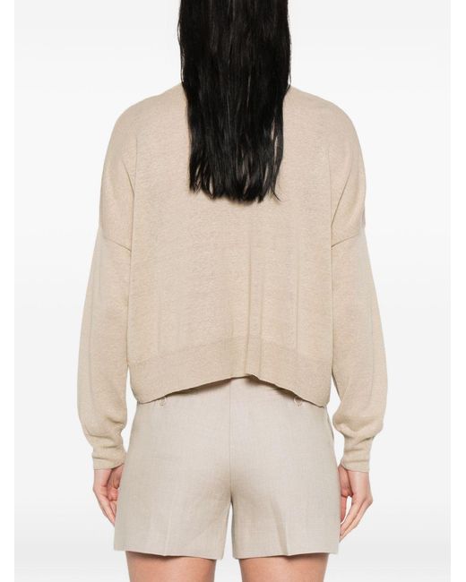 Base London Natural Linen And Cotton Blend Cardigan