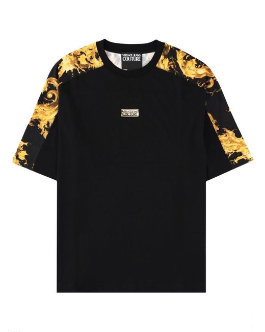 Versace Jeans Couture Black T-Shirt With Logo Plaque And Print for men