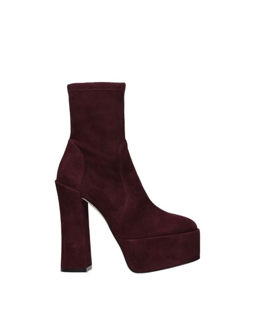 Stuart Weitzman Purple Skyhi Boots Suede/Cordovan