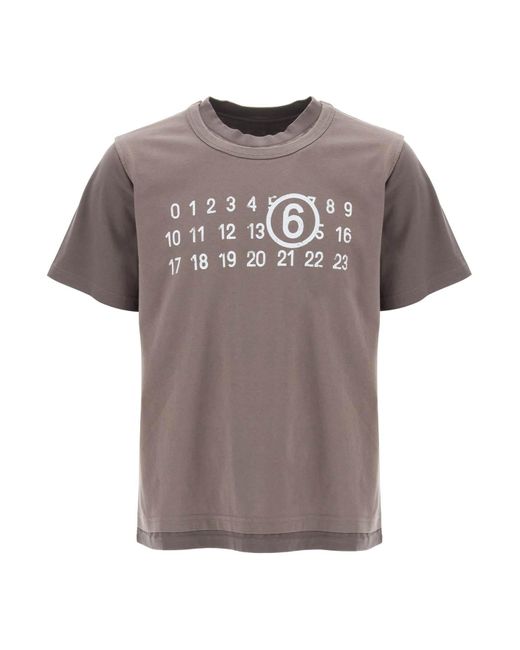 MM6 by Maison Martin Margiela Gelaagd T -shirt Met Numeriek Handtekeningprinteffect in het Multicolor voor heren