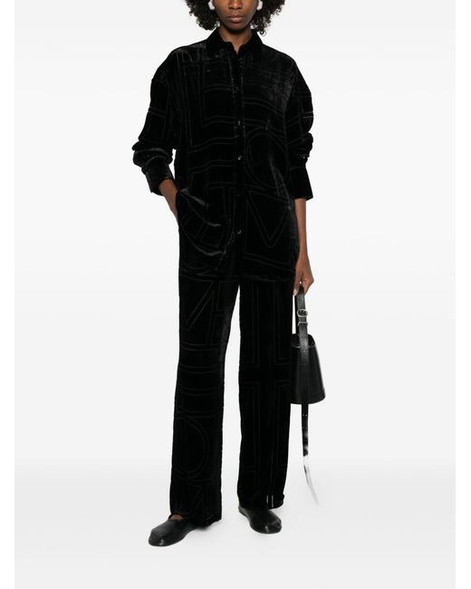 Totême Black Monogram Pajama Trousers