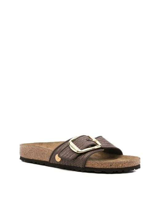 Birkenstock White Madrid Big Buckle Carafe, Raffia