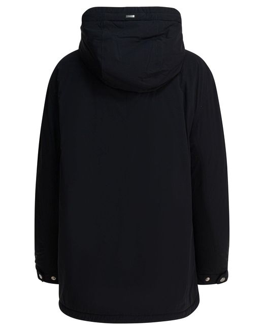Herno Black Nylon Hooded Jacket Jackets And Coats