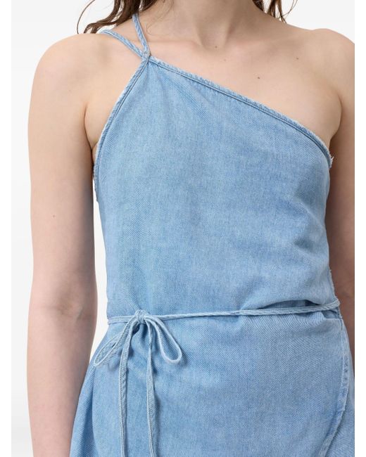 Closed Blue Wrap Top